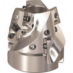 Seco - 2.028" Cut Diam, 3/4" Arbor Hole, 1.191" Max Depth of Cut, 75° Indexable Chamfer & Angle Face Mill - 9 Inserts, XO.. 1204 Insert, Right Hand Cut, 3 Flutes, Through Coolant, Series R220.49 - Benchmark Tooling