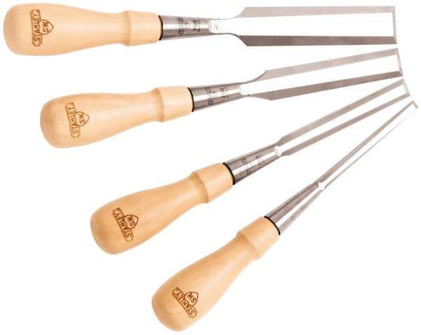 Stanley - 4 Piece Wood Chisel Set - 13-1/4" OAL, Hornbeam Wood, Sizes Included 1/4 to 1" - Benchmark Tooling