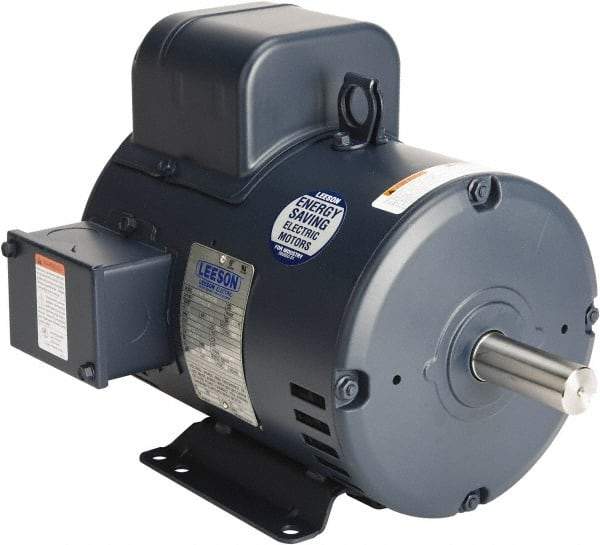 Leeson - 7-1/2 Max hp, 3,600 Max RPM, Capacitor Start Electric AC DC Motor - 230 V Input, Single Phase, 184T Frame, 1-1/8" Shaft Diam, Rigid Base Mount, Drip-proof Enclosure - Benchmark Tooling