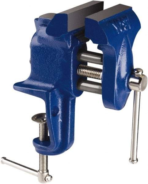 Yost Vises - 2-1/2" Jaw Width, 2-1/4" Opening Capacity, 1-1/4" Throat Depth, Cast Iron Stationary Bench Vise - Clamp-On Base Attachment - Benchmark Tooling