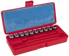 Accupro - 10 Piece, 3/32" to 3/8" Capacity, ER Collet Set - 0.02mm TIR, Series ER16 - Exact Industrial Supply