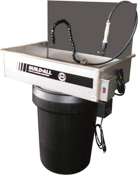 Build-All - Drum Mount Water-Based Parts Washer - 25 Gal Max Operating Capacity, 304 Stainless Steel Tank, 115 Input Volts - Benchmark Tooling