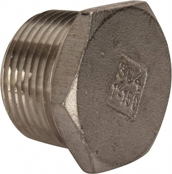 Value Collection - 1" Grade 304 Stainless Steel Pipe Hex Head Plug - MNPT End Connections, 150 psi - Benchmark Tooling