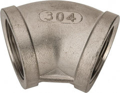 Value Collection - 1-1/2" Grade 304 Stainless Steel Pipe 45° Elbow - FNPT x FNPT End Connections, 150 psi - Benchmark Tooling