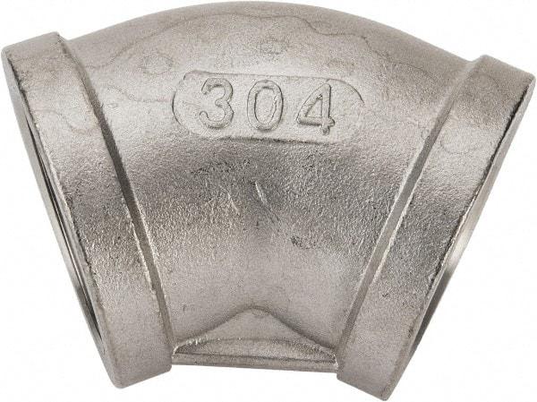 Value Collection - 1-1/4" Grade 304 Stainless Steel Pipe 45° Elbow - FNPT x FNPT End Connections, 150 psi - Benchmark Tooling