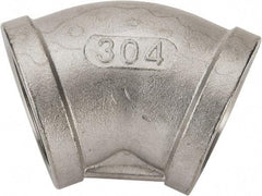 Value Collection - 1-1/4" Grade 304 Stainless Steel Pipe 45° Elbow - FNPT x FNPT End Connections, 150 psi - Benchmark Tooling