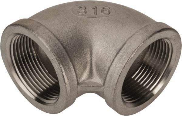 Value Collection - 1-1/4" Grade 316 Stainless Steel Pipe 90° Elbow - FNPT x FNPT End Connections, 150 psi - Benchmark Tooling