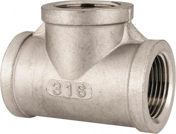 Value Collection - 1" Grade 316 Stainless Steel Pipe Tee - FNPT x FNPT x FNPT End Connections, 150 psi - Benchmark Tooling