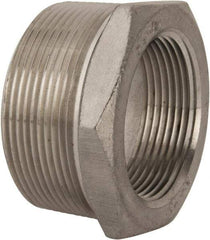 Merit Brass - 2 x 1-1/2" Grade 304 Stainless Steel Pipe Hex Bushing - MNPT x FNPT End Connections, 150 psi - Benchmark Tooling