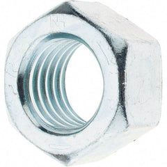 Made in USA - 1-1/8 - 7 UNC Steel Right Hand Hex Nut - 1-11/16" Across Flats, 31/32" High, Zinc Clear Finish - Benchmark Tooling