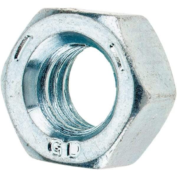 Value Collection - 5/16-18 UNC Steel Right Hand Hex Nut - 1/2" Across Flats, 17/64" High, Zinc-Plated Finish - Benchmark Tooling