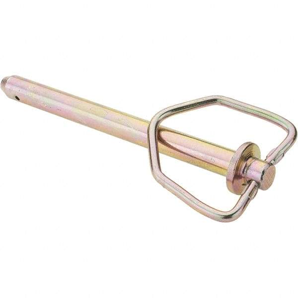 Value Collection - 5/8" Pin Diam, 7-5/8" Long, Zinc Plated Steel Pin Lock Hitch Pin - 6" Usable Length - Benchmark Tooling