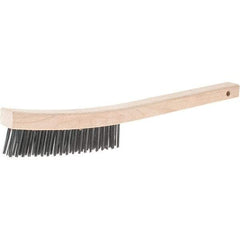 Weiler - 3 Rows x 19 Columns Steel Scratch Brush - 14" Brush Length, 14" OAL, 1-3/16 Trim Length, Wood Handle - Benchmark Tooling