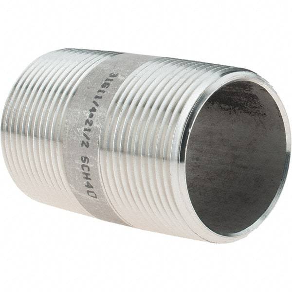 Value Collection - 1-1/4" Pipe x 2-1/2" Long, Grade 316/316L Stainless Steel Pipe Nipple - Welded & Threaded - Benchmark Tooling