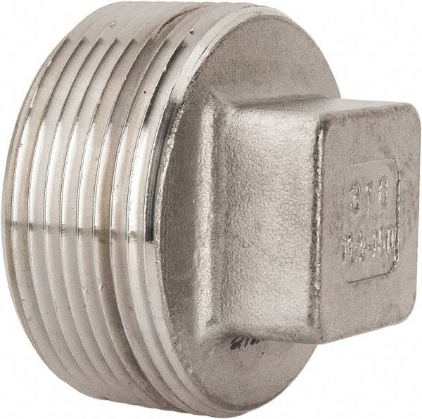 Value Collection - 1-1/2" Grade 316 Stainless Steel Pipe Square Head Plug - MNPT End Connections, 150 psi - Benchmark Tooling