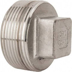 Value Collection - 1-1/2" Grade 316 Stainless Steel Pipe Square Head Plug - MNPT End Connections, 150 psi - Benchmark Tooling
