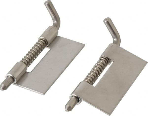 Value Collection - 7/8" Wide x 0.05" Thick, Spring Loaded Latch Hinge - Stainless Steel, Zinc Plated Finish - Benchmark Tooling