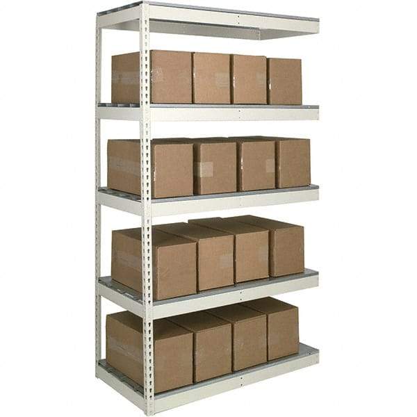 Hallowell - 5 Shelf Add-On Open Steel Shelving - 620 Lb Capacity, 96" Wide x 120" High x 36" Deep, Tan - Benchmark Tooling