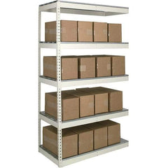 Hallowell - 5 Shelf Add-On Open Steel Shelving - 1 Lb Capacity, 72" Wide x 120" High x 30" Deep, Tan - Benchmark Tooling