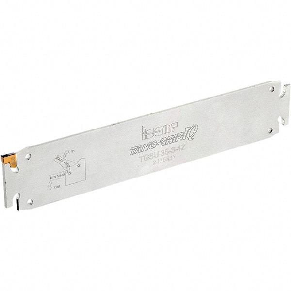 Iscar - 2.2047" Blade Height, 7.2mm Blade Width, 260mm OAL, Neutral Cut, Single End Indexable Cut-Off Blade - TGSU Blade, Tang-GripIQ Series - Benchmark Tooling