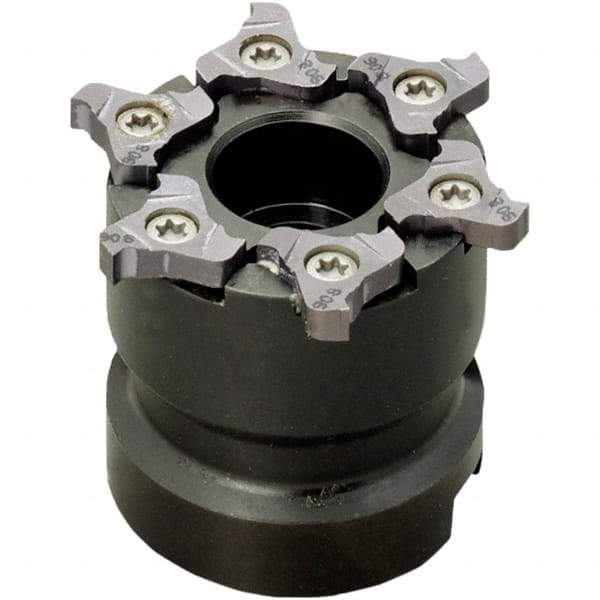 Iscar - Arbor Hole Connection, 0.157" Cutting Width, 0.189" Depth of Cut, 2" Cutter Diam, 3/4" Hole Diam, 6 Tooth Indexable Slotting Cutter - TRIB-SM Toolholder, TRI Insert, Right Hand Cutting Direction - Benchmark Tooling