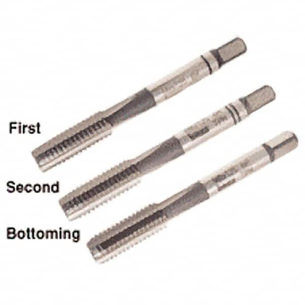 Iscar - M2x0.40 Metric Coarse, 3 Flute, Bottoming, Plug & Taper, Uncoated, Uncoated Finish, High Speed Steel Tap Set - Right Hand Cut, 36mm OAL, 0.315" Thread Length, 6H Class of Fit, Series TPH - Benchmark Tooling