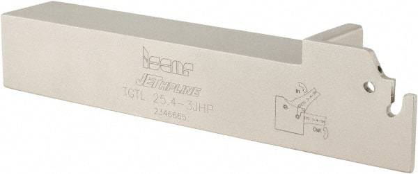 Iscar - External Thread, 1.122" Max Depth of Cut, 2.8mm Min Groove Width, 150mm OAL, Left Hand Indexable Grooving Cutoff Toolholder - 1" Shank Height x 1" Shank Width, TAG Insert Style, TGT Toolholder Style, Series Tang-Grip - Benchmark Tooling