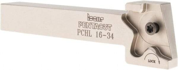 Iscar - External Thread, 0.3937" Max Depth of Cut, 1.5mm Min Groove Width, 120mm OAL, Left Hand Indexable Grooving Cutoff Toolholder - 16mm Shank Height x 16mm Shank Width, PENTA 34.. Insert Style, PCH Toolholder Style, Series PentaCut - Benchmark Tooling