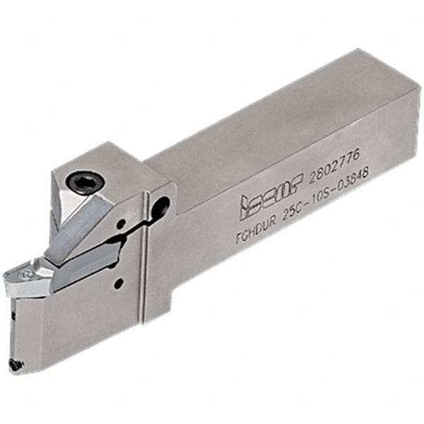 Iscar - FGHDU, External, Right Hand, 22.3mm Max Depth of Cut, Indexable Grooving Tool Holder - FGPAM Insert Compatibility, 25mm Shank Height, 25mm Shank Width, 150mm OAL, Through Coolant - Benchmark Tooling