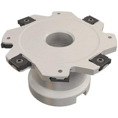 Iscar - Shell Mount B Connection, 0.236" Cutting Width, 26mm Depth of Cut, 100mm Cutter Diam, 27mm Hole Diam, 12 Tooth Indexable Slotting Cutter - FDN-LN08 Toolholder, LNET Insert, Right Hand Cutting Direction - Benchmark Tooling