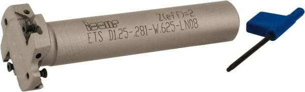 Iscar - Shank Connection, 9/32" Cutting Width, 5/16" Depth of Cut, 1-1/4" Cutter Diam, 2 Tooth Indexable Slotting Cutter - 5/8" Shank Diam, ETS-LN08 Toolholder, LNET Insert, Right Hand Cutting Direction - Benchmark Tooling