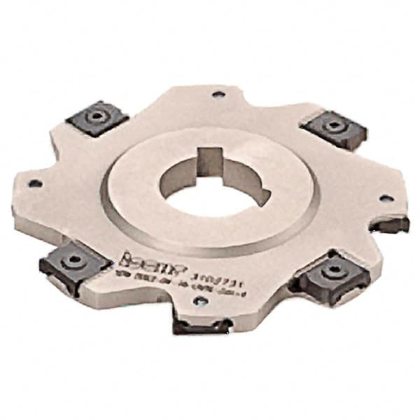 Iscar - Arbor Hole Connection, 1/8" Cutting Width, 0.55" Depth of Cut, 2-1/2" Cutter Diam, 7/8" Hole Diam, 8 Tooth Indexable Slotting Cutter - SDN-LN08 Toolholder, LNET Insert, Right Hand Cutting Direction - Benchmark Tooling