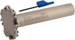 Iscar - Shank Connection, 1/4" Cutting Width, 5/8" Depth of Cut, 2" Cutter Diam, 4 Tooth Indexable Slotting Cutter - 3/4" Shank Diam, ETS-LN08 Toolholder, LNET Insert, Right Hand Cutting Direction - Benchmark Tooling