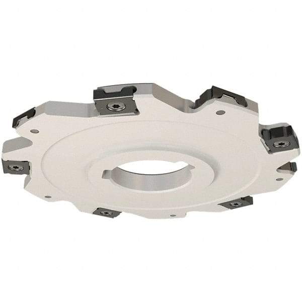 Iscar - Arbor Hole Connection, 0.197" Cutting Width, 22mm Depth of Cut, 80mm Cutter Diam, 22mm Hole Diam, 10 Tooth Indexable Slotting Cutter - SDN Toolholder, LNET Insert, Right Hand Cutting Direction - Benchmark Tooling