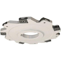 Iscar - Arbor Hole Connection, 0.157" Cutting Width, 27mm Depth of Cut, 100mm Cutter Diam, 27mm Hole Diam, 12 Tooth Indexable Slotting Cutter - SDN Toolholder, LNET Insert, Right Hand Cutting Direction - Benchmark Tooling