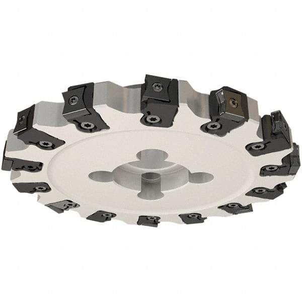 Iscar - Shell Mount B Connection, 0.744" Cutting Width, 30mm Depth of Cut, 125mm Cutter Diam, 32mm Hole Diam, 8 Tooth Indexable Slotting Cutter - FDN-CALN15 Toolholder, LNHT, LNKX, LNMT, LNMW Insert, Right Hand Cutting Direction - Benchmark Tooling