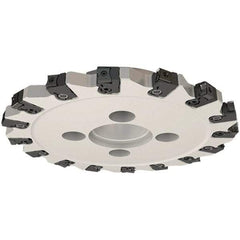 Iscar - Shell Mount C Connection, 0.551" Cutting Width, 58mm Depth of Cut, 250mm Cutter Diam, 60mm Hole Diam, 16 Tooth Indexable Slotting Cutter - FDN-CALN11 Toolholder, LNHT Insert, Right Hand Cutting Direction - Benchmark Tooling