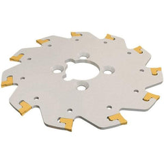Iscar - Arbor Hole Connection, 3mm Cutting Width, 29mm Depth of Cut, 100mm Cutter Diam, 22mm Hole Diam, 8 Tooth Indexable Slotting Cutter - TGSF Toolholder, TAG Insert, Right Hand Cutting Direction - Benchmark Tooling