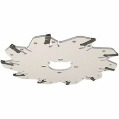 Iscar - Arbor Hole Connection, 0.132" Cutting Width, 34mm Depth of Cut, 125mm Cutter Diam, 32mm Hole Diam, 8 Tooth Indexable Slotting Cutter - GM-DG Toolholder, GIM, GIMY, GIP, GIPA Insert, Right Hand Cutting Direction - Benchmark Tooling