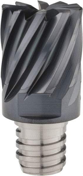 Iscar - MM EC Grade IC908 Carbide End Milling Tip Insert - TiAlN Finish, 10 Flutes, 3/4" Cutting Diam, 0.62" Depth of Cut, 1" Extension, 0.032" Cnr Rad, 30° Helix - Benchmark Tooling