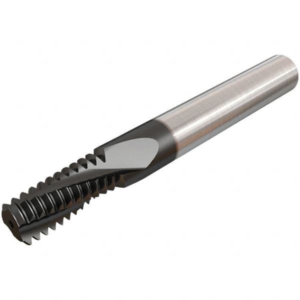 Iscar - M10x1.50 ISO, 0.3071" Cutting Diam, 3 Flute, Solid Carbide Helical Flute Thread Mill - Internal Thread, 17mm LOC, 64mm OAL, 8mm Shank Diam - Benchmark Tooling