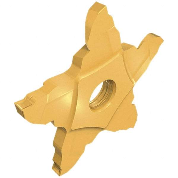 Iscar - 34F40004022PENTA F Grade IC908, 4mm Cutting Width Carbide Grooving Insert - 5mm Max Depth of Cut, Left Hand, 0.4mm Corner Radius, TiAlN Finish - Benchmark Tooling