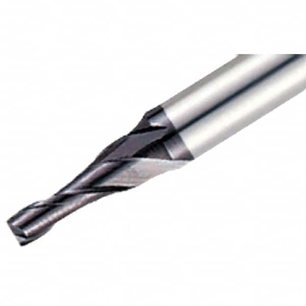 Iscar - 2° Taper Angle per Side, 8mm Small End Diam, 25mm LOC, Solid Carbide 2 Flute Tapered Square End Mill - TiAlN Finish, 70mm OAL, 8mm Shank Diam, Spiral Flute, 30° Helix - Benchmark Tooling