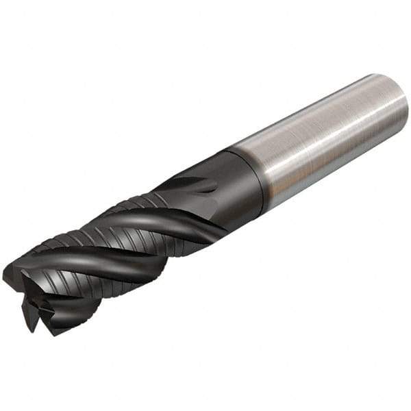Iscar - 10mm Diam, 22mm LOC, 4 Flute Solid Carbide 45° Corner Chamfer Roughing End Mill - TiAlN Finish, 72mm OAL, 10mm Shank Diam, Single End, Extended Reach, 38° Helix - Benchmark Tooling