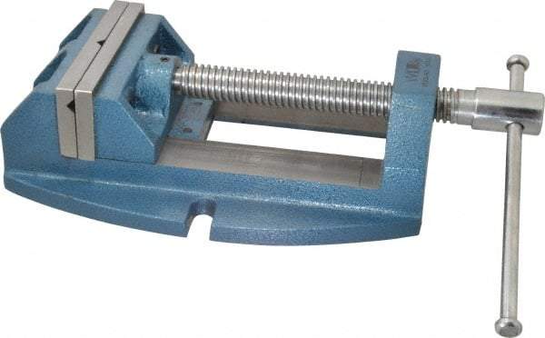 Wilton - 5" Jaw Opening Capacity x 2-1/8" Throat Depth, Horizontal Drill Press Vise - 5" Wide x 2-1/8" High Jaw, Stationary Base, Standard Speed, 12-3/4" OAL x 4.4" Overall Height, Cast Iron - Benchmark Tooling