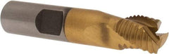 Interstate - 1/2" Diam, Coarse Pitch, 1/2" LOC, 3 Flute Cobalt Roughing Square End Mill - TiN Finish, 2-1/2" OAL, 1/2" Shank Diam, Single End, Centercutting - Benchmark Tooling