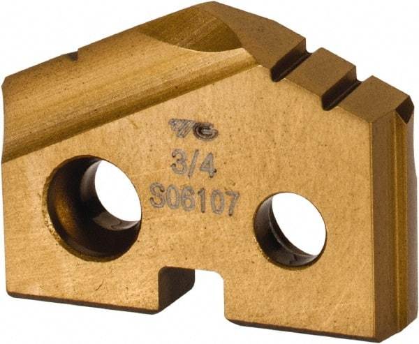 Value Collection - 3/4" Diam x 5/32" Thick, Seat Code 1, 132° Included Angle Spade Drill Insert - TiN Coated, Cobalt, Series T-A - Benchmark Tooling