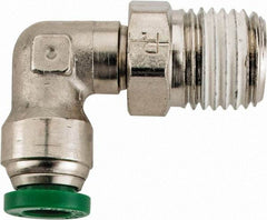 Parker - 1/4" Outside Diam, 1/4 NPTF, Nickel Plated Brass Push-to-Connect Tube Male Swivel Elbow - 300 Max psi, Tube to Male NPT Connection, Buna-N O-Ring - Benchmark Tooling