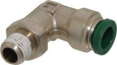 Parker - 5/16" Outside Diam, 1/8 NPTF, Nickel Plated Brass Push-to-Connect Tube Male Swivel Elbow - 300 Max psi, Tube to Male NPT Connection, Buna-N O-Ring - Benchmark Tooling