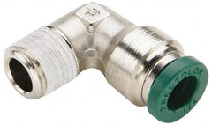 Parker - 5/16" Outside Diam, 1/4 NPTF, Nickel Plated Brass Push-to-Connect Tube Male Elbow - 300 Max psi, Tube to Male NPT Connection, Buna-N O-Ring - Benchmark Tooling